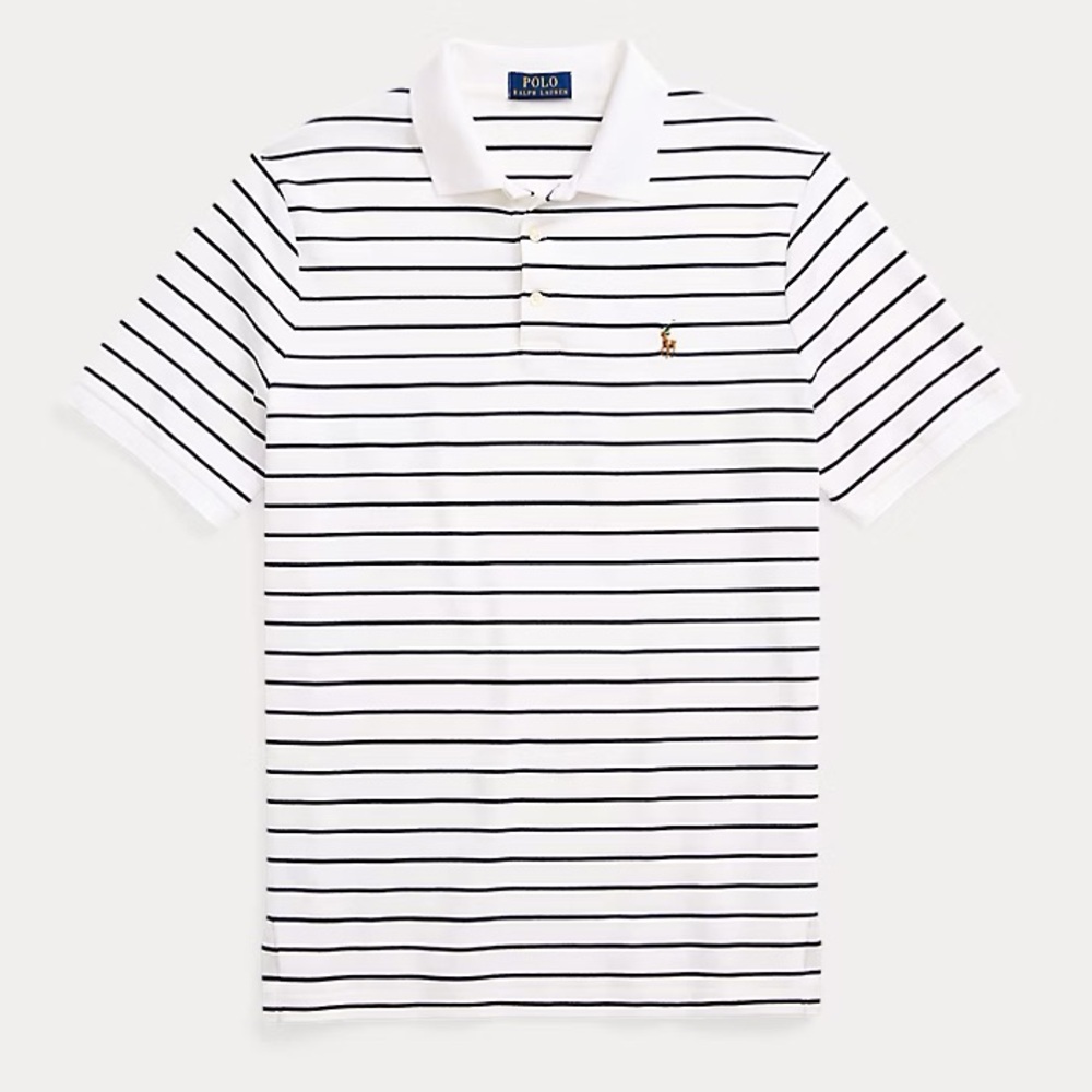 Striped White Polo Tee
